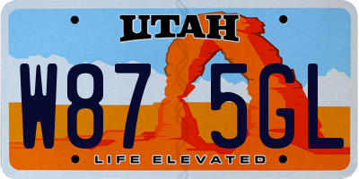 UT license plate W875GL