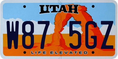 UT license plate W875GZ