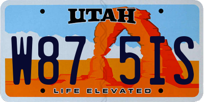 UT license plate W875IS