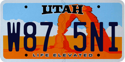 UT license plate W875NI
