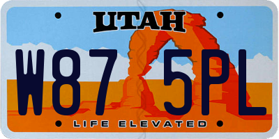 UT license plate W875PL