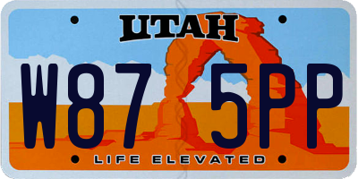 UT license plate W875PP