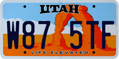 UT license plate W875TF