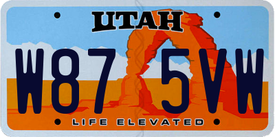 UT license plate W875VW