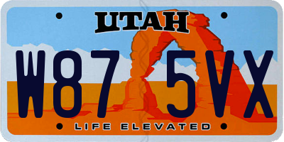 UT license plate W875VX
