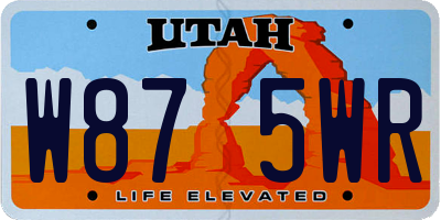 UT license plate W875WR