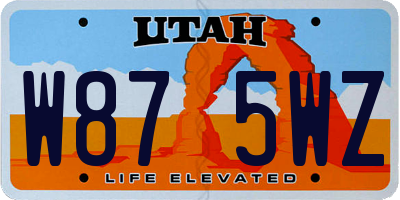 UT license plate W875WZ