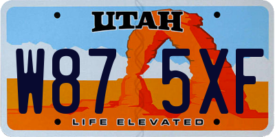 UT license plate W875XF