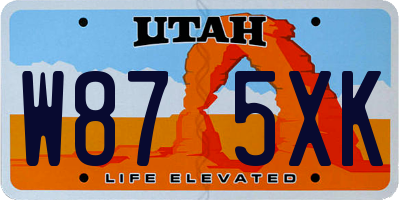 UT license plate W875XK