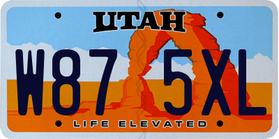 UT license plate W875XL