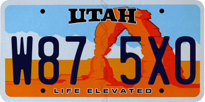 UT license plate W875XO