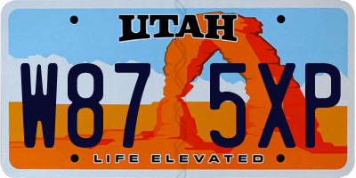 UT license plate W875XP