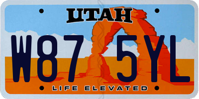 UT license plate W875YL