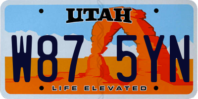 UT license plate W875YN