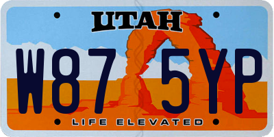 UT license plate W875YP