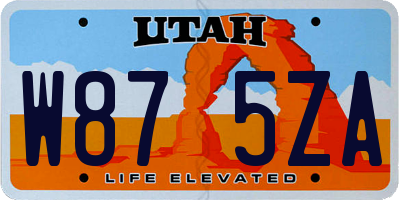 UT license plate W875ZA