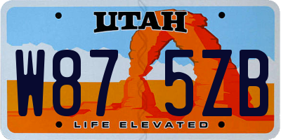 UT license plate W875ZB