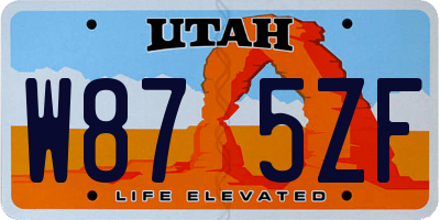 UT license plate W875ZF