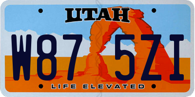 UT license plate W875ZI