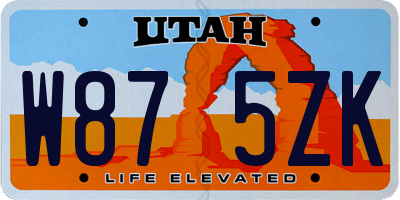 UT license plate W875ZK