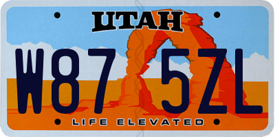 UT license plate W875ZL