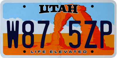 UT license plate W875ZP
