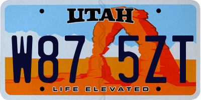 UT license plate W875ZT