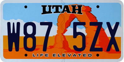UT license plate W875ZX