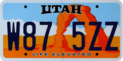 UT license plate W875ZZ