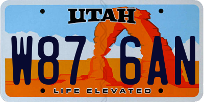 UT license plate W876AN