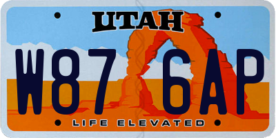 UT license plate W876AP