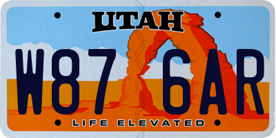 UT license plate W876AR
