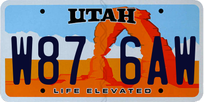 UT license plate W876AW