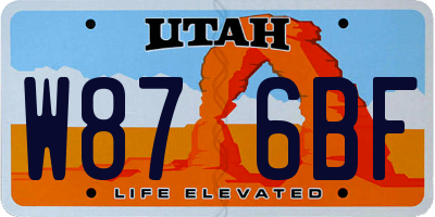 UT license plate W876BF
