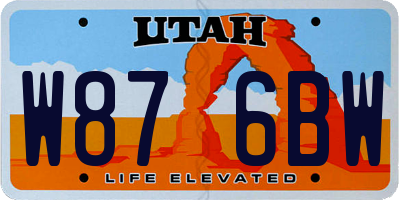 UT license plate W876BW