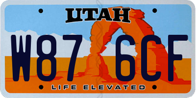 UT license plate W876CF