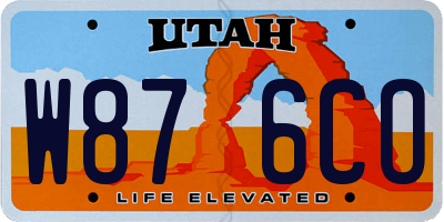 UT license plate W876CO