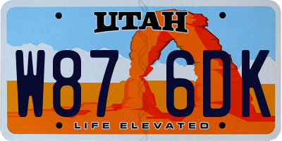 UT license plate W876DK