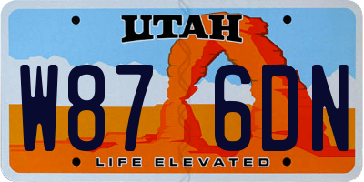 UT license plate W876DN