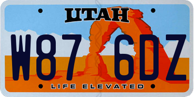 UT license plate W876DZ