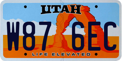 UT license plate W876EC