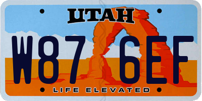 UT license plate W876EF