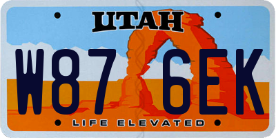 UT license plate W876EK