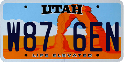 UT license plate W876EN