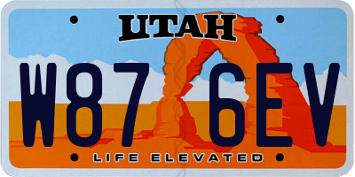 UT license plate W876EV