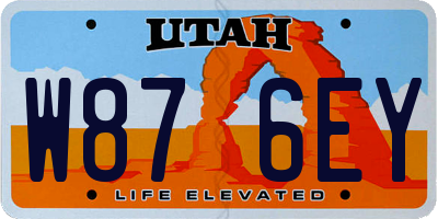 UT license plate W876EY