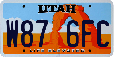 UT license plate W876FC
