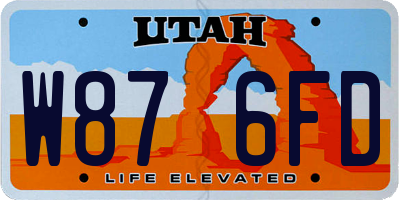 UT license plate W876FD