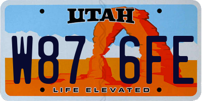 UT license plate W876FE