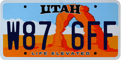 UT license plate W876FF